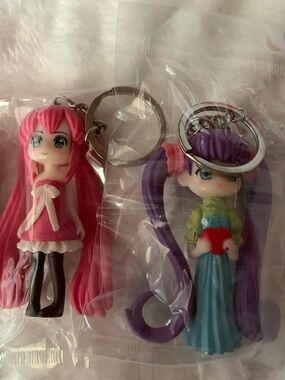Pink and Purple Anime Keychain Duo